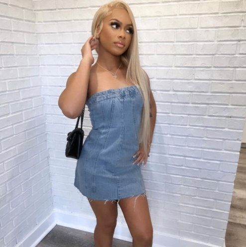 "Sexy Backless Strapless Denim Dress"