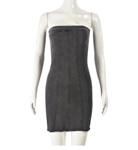 "Sexy Backless Strapless Denim Dress"